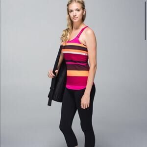 Lululemon Athletica Striped Tank Top - Pink, Orange, Black